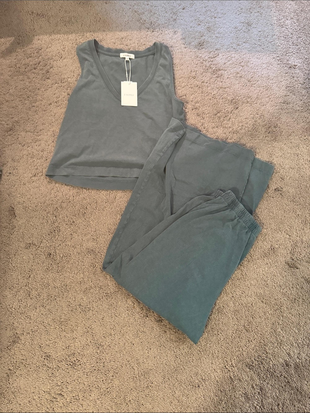 ZSupply Relaxed Tank and Elastic-Waist Joggers Set - Dusty Blue